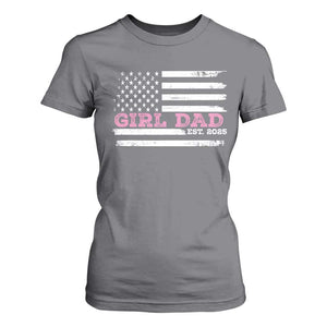 Dad Of Girl Est. 2025 T Shirt For Women Father Girl To Be 2025 Daddy Fathers Day USA Flag TS10 Charcoal Print Your Wear