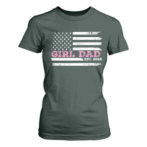 Dad Of Girl Est. 2025 T Shirt For Women Father Girl To Be 2025 Daddy Fathers Day USA Flag TS10 Dark Forest Green Print Your Wear