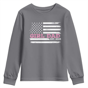 Dad Of Girl Est. 2025 Youth Sweatshirt Father Girl To Be 2025 Daddy Fathers Day USA Flag TS10 Charcoal Print Your Wear