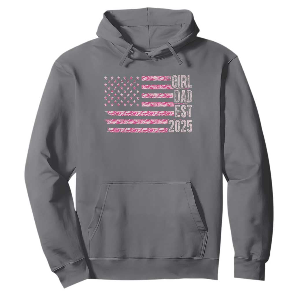 Dad Of Girl Est. 2025 Hoodie Father Girl To Be 2025 Daddy Camouflage Camo Flag TS10 Charcoal Print Your Wear