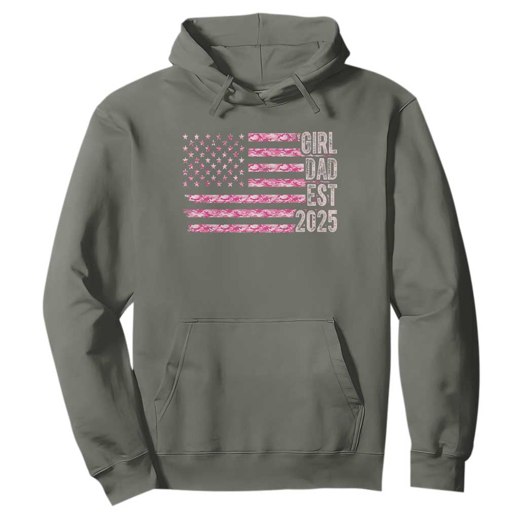 Dad Of Girl Est. 2025 Hoodie Father Girl To Be 2025 Daddy Camouflage Camo Flag TS10 Military Green Print Your Wear