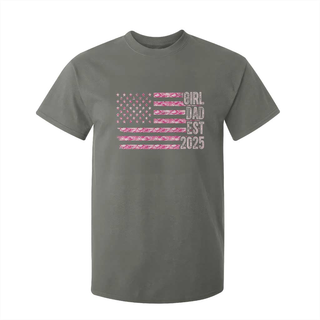 Dad Of Girl Est. 2025 T Shirt For Kid Father Girl To Be 2025 Daddy Camouflage Camo Flag TS10 Military Green Print Your Wear