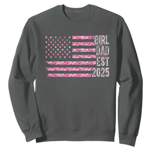 Dad Of Girl Est. 2025 Sweatshirt Father Girl To Be 2025 Daddy Camouflage Camo Flag TS10 Dark Heather Print Your Wear