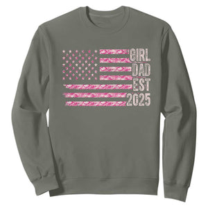 Dad Of Girl Est. 2025 Sweatshirt Father Girl To Be 2025 Daddy Camouflage Camo Flag TS10 Military Green Print Your Wear