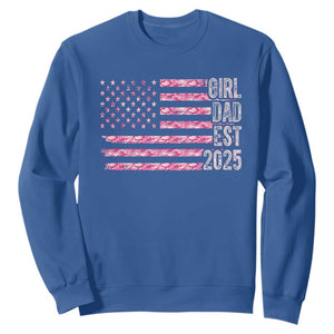 Dad Of Girl Est. 2025 Sweatshirt Father Girl To Be 2025 Daddy Camouflage Camo Flag TS10 Royal Blue Print Your Wear