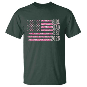 Dad Of Girl Est. 2025 T Shirt Father Girl To Be 2025 Daddy Camouflage Camo Flag TS10 Dark Forest Green Print Your Wear