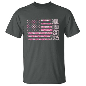 Dad Of Girl Est. 2025 T Shirt Father Girl To Be 2025 Daddy Camouflage Camo Flag TS10 Dark Heather Print Your Wear