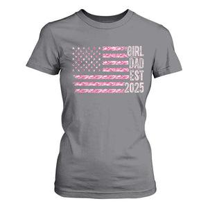 Dad Of Girl Est. 2025 T Shirt For Women Father Girl To Be 2025 Daddy Camouflage Camo Flag TS10 Charcoal Print Your Wear