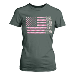 Dad Of Girl Est. 2025 T Shirt For Women Father Girl To Be 2025 Daddy Camouflage Camo Flag TS10 Dark Forest Green Print Your Wear