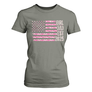 Dad Of Girl Est. 2025 T Shirt For Women Father Girl To Be 2025 Daddy Camouflage Camo Flag TS10 Military Green Print Your Wear