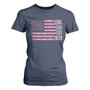 Dad Of Girl Est. 2025 T Shirt For Women Father Girl To Be 2025 Daddy Camouflage Camo Flag TS10 Navy Print Your Wear