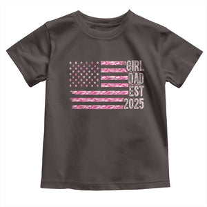 Dad Of Girl Est. 2025 Toddler T Shirt Father Girl To Be 2025 Daddy Camouflage Camo Flag TS10 Dark Chocolate Print Your Wear