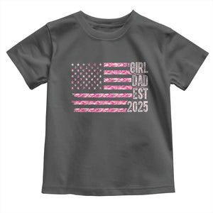 Dad Of Girl Est. 2025 Toddler T Shirt Father Girl To Be 2025 Daddy Camouflage Camo Flag TS10 Dark Heather Print Your Wear