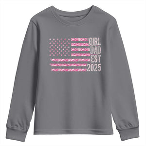 Dad Of Girl Est. 2025 Youth Sweatshirt Father Girl To Be 2025 Daddy Camouflage Camo Flag TS10 Charcoal Print Your Wear
