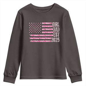 Dad Of Girl Est. 2025 Youth Sweatshirt Father Girl To Be 2025 Daddy Camouflage Camo Flag TS10 Dark Chocolate Print Your Wear