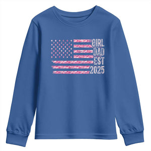 Dad Of Girl Est. 2025 Youth Sweatshirt Father Girl To Be 2025 Daddy Camouflage Camo Flag TS10 Royal Blue Print Your Wear