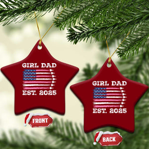 Girl Dad Est. 2025 Ceramic Ornament American USA Flag Pink Dad Fathers Day TS10 Print Your Wear