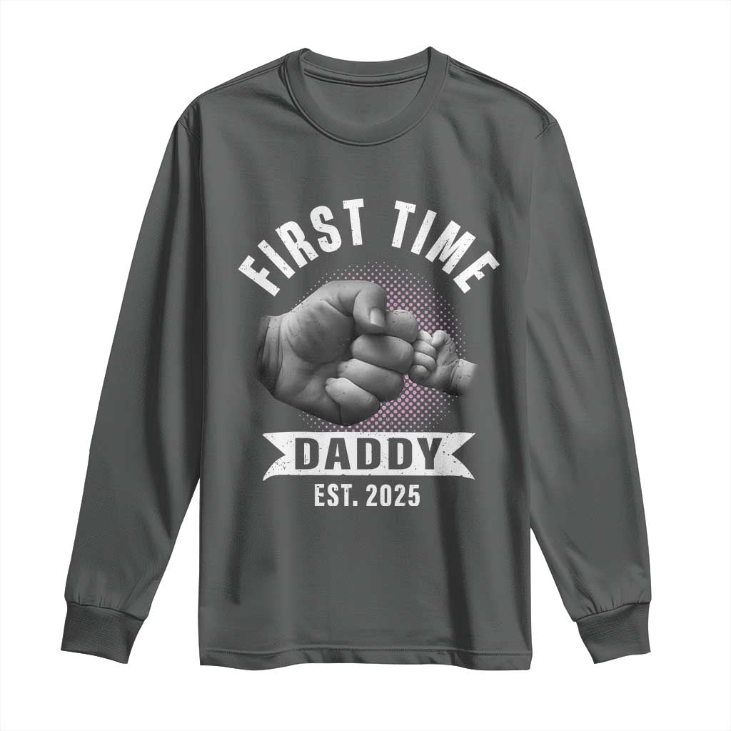 Girl Dad Est. 2025 Long Sleeve Shirt Fist Time Daddy To Be TS10 Dark Heather Print Your Wear
