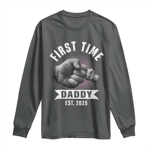 Girl Dad Est. 2025 Long Sleeve Shirt Fist Time Daddy To Be TS10 Dark Heather Print Your Wear