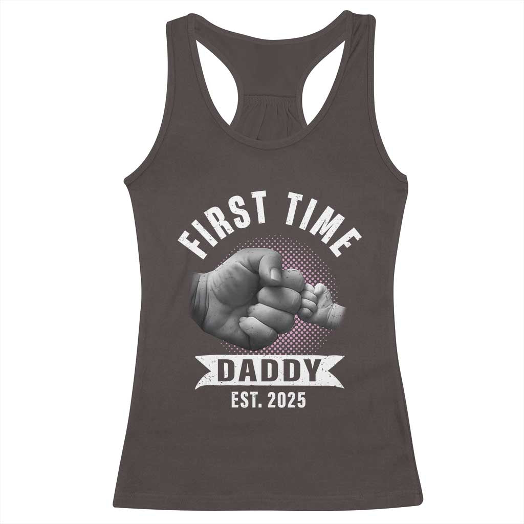 Girl Dad Est. 2025 Racerback Tank Top Fist Time Daddy To Be TS10 Dark Chocolate Print Your Wear