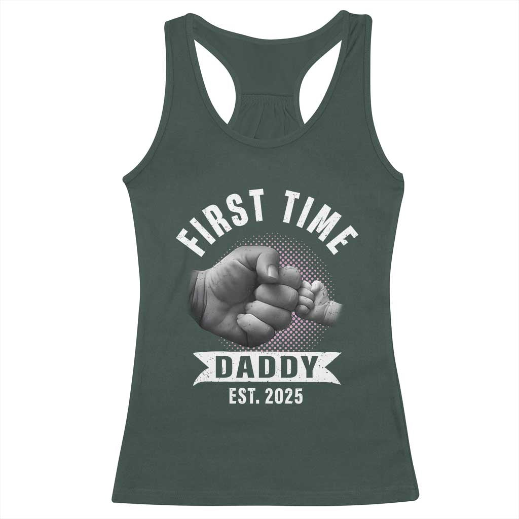 Girl Dad Est. 2025 Racerback Tank Top Fist Time Daddy To Be TS10 Dark Forest Green Print Your Wear