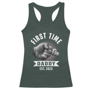Girl Dad Est. 2025 Racerback Tank Top Fist Time Daddy To Be TS10 Dark Forest Green Print Your Wear