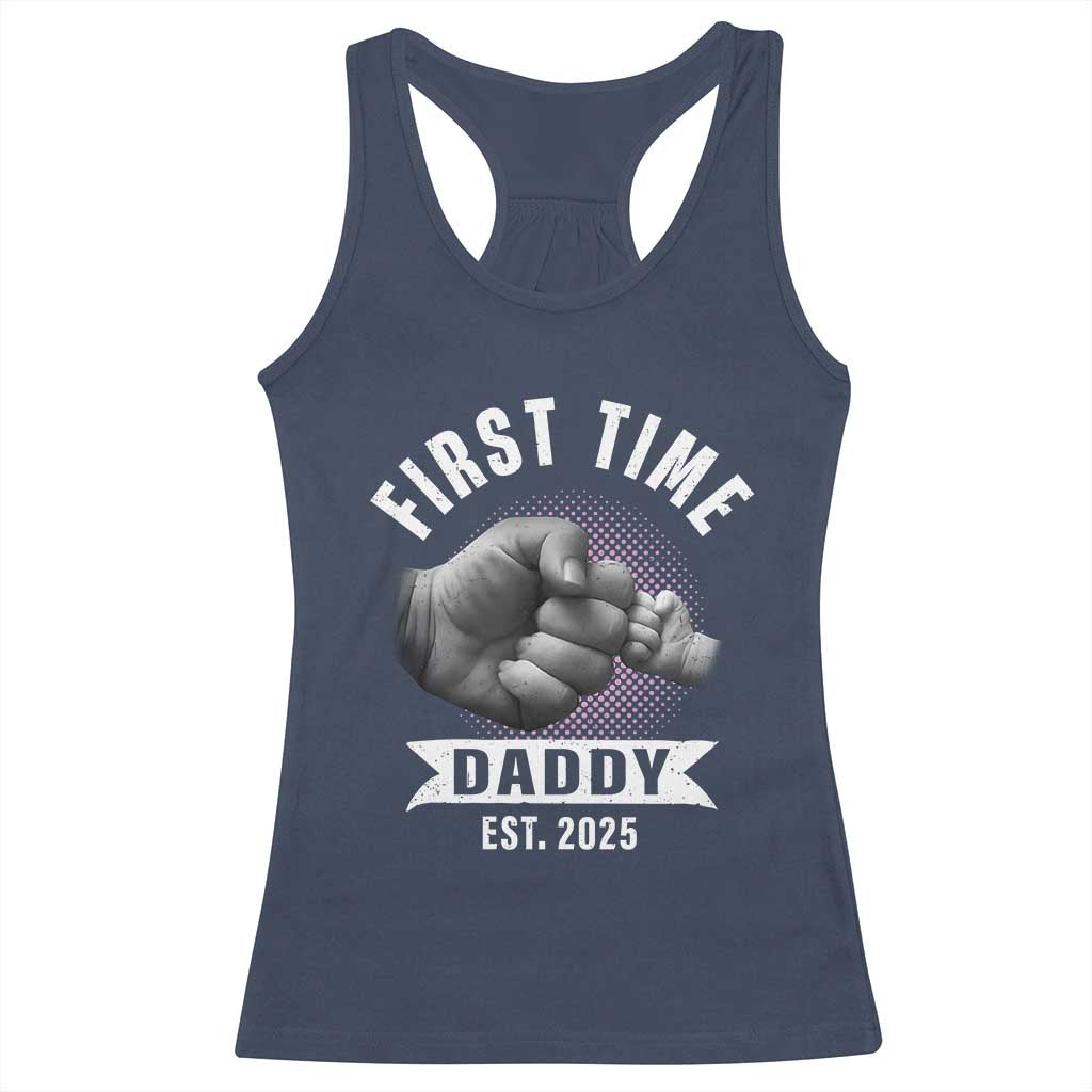 Girl Dad Est. 2025 Racerback Tank Top Fist Time Daddy To Be TS10 Navy Print Your Wear