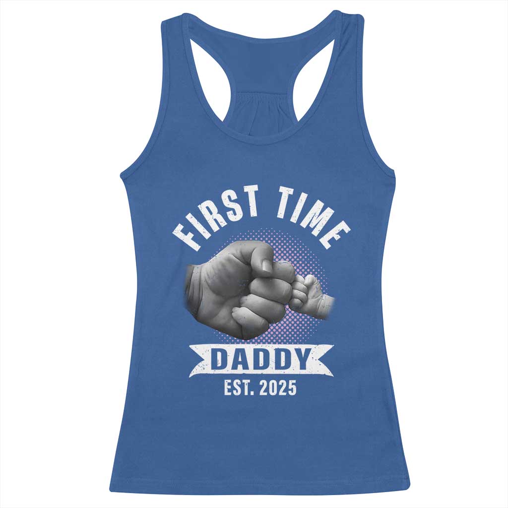 Girl Dad Est. 2025 Racerback Tank Top Fist Time Daddy To Be TS10 Royal Blue Print Your Wear