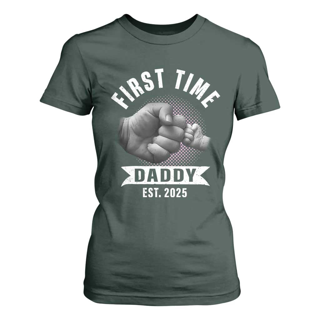 Girl Dad Est. 2025 T Shirt For Women Fist Time Daddy To Be TS10 Dark Forest Green Print Your Wear