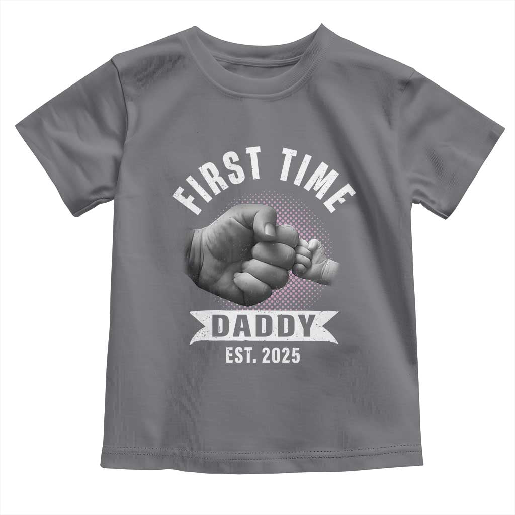 Girl Dad Est. 2025 Toddler T Shirt Fist Time Daddy To Be TS10 Charcoal Print Your Wear