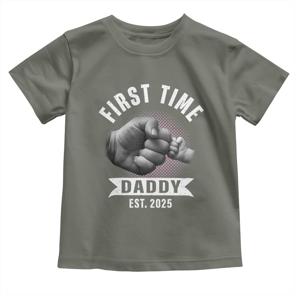 Girl Dad Est. 2025 Toddler T Shirt Fist Time Daddy To Be TS10 Military Green Print Your Wear