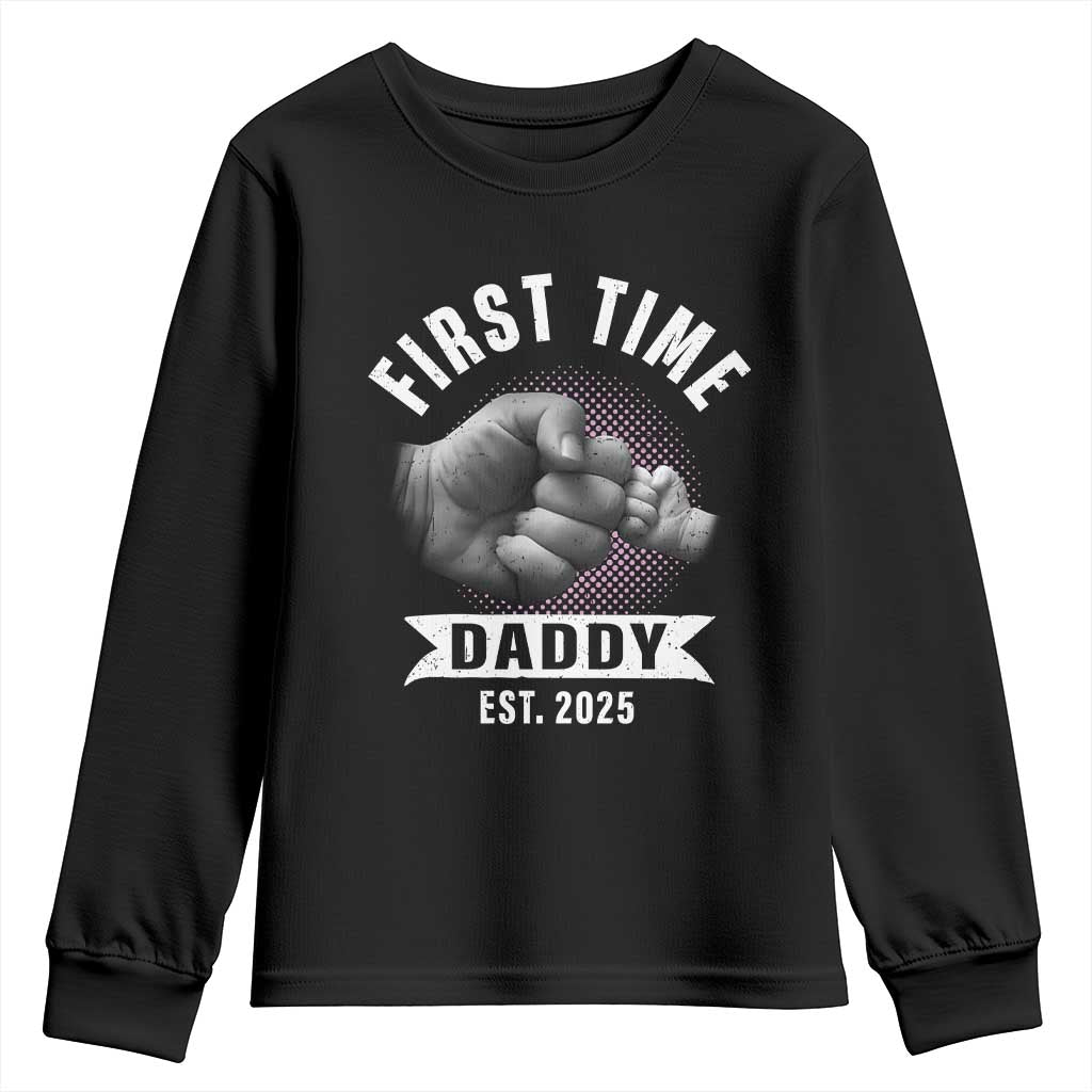 Girl Dad Est. 2025 Youth Sweatshirt Fist Time Daddy To Be TS10 Black Print Your Wear