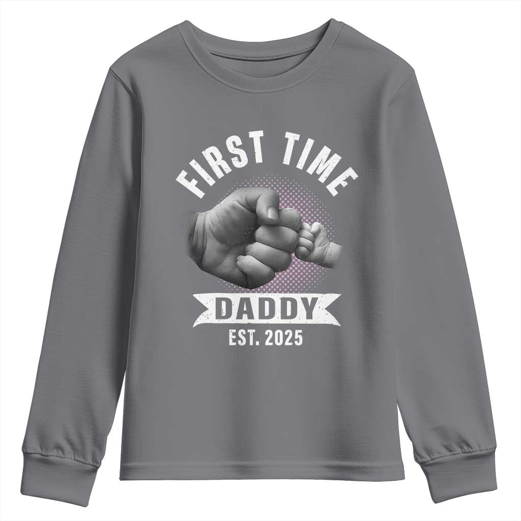 Girl Dad Est. 2025 Youth Sweatshirt Fist Time Daddy To Be TS10 Charcoal Print Your Wear