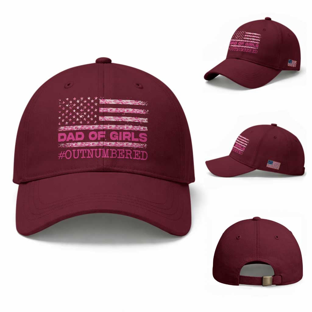 Dad Of Girls Baseball Cap Funny Girl Dads Pink Camo American Flag TS10 Baseball Cap Universal Fit Maroon Print Your Wear