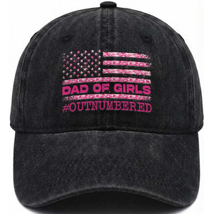 Dad Of Girls Washed Cotton Baseball Cap Funny Girl Dads Pink Camo American Flag