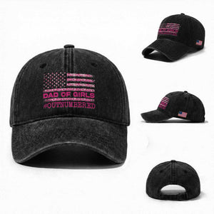 Dad Of Girls Washed Cotton Baseball Cap Funny Girl Dads Pink Camo American Flag