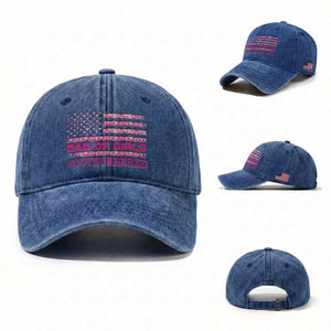 Dad Of Girls Washed Cotton Baseball Cap Funny Girl Dads Pink Camo American Flag
