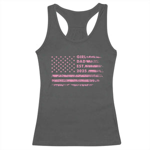 Girl Dad Est. 2025 Racerback Tank Top Expect Baby Fathers Day USA Flag TS10 Dark Heather Print Your Wear