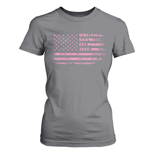 Girl Dad Est. 2025 T Shirt For Women Expect Baby Fathers Day USA Flag TS10 Charcoal Print Your Wear