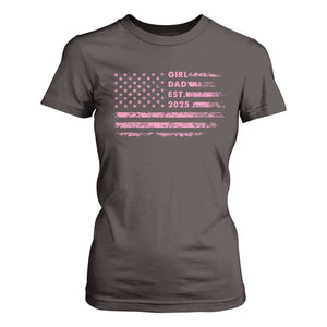 Girl Dad Est. 2025 T Shirt For Women Expect Baby Fathers Day USA Flag TS10 Dark Chocolate Print Your Wear