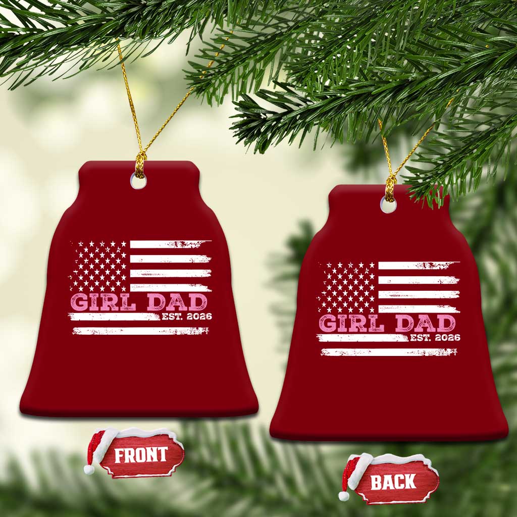 Personalised Dad Of Girl Ceramic Ornament Custom Year Daddy Fathers Day USA Flag TS10 Print Your Wear