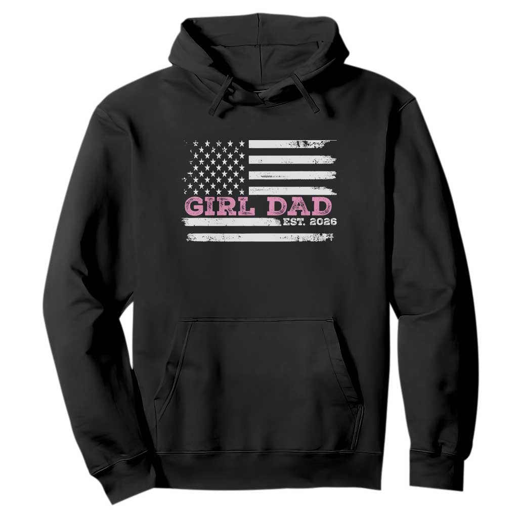 Personalised Dad Of Girl Hoodie Custom Year Daddy Fathers Day USA Flag TS10 Black Print Your Wear