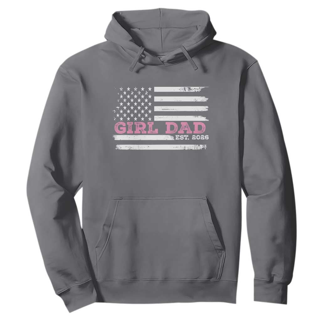 Personalised Dad Of Girl Hoodie Custom Year Daddy Fathers Day USA Flag TS10 Charcoal Print Your Wear