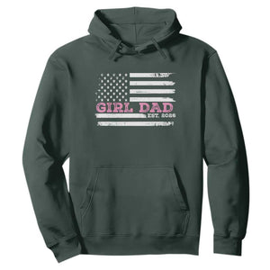 Personalised Dad Of Girl Hoodie Custom Year Daddy Fathers Day USA Flag TS10 Dark Forest Green Print Your Wear