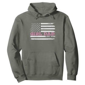 Personalised Dad Of Girl Hoodie Custom Year Daddy Fathers Day USA Flag TS10 Military Green Print Your Wear