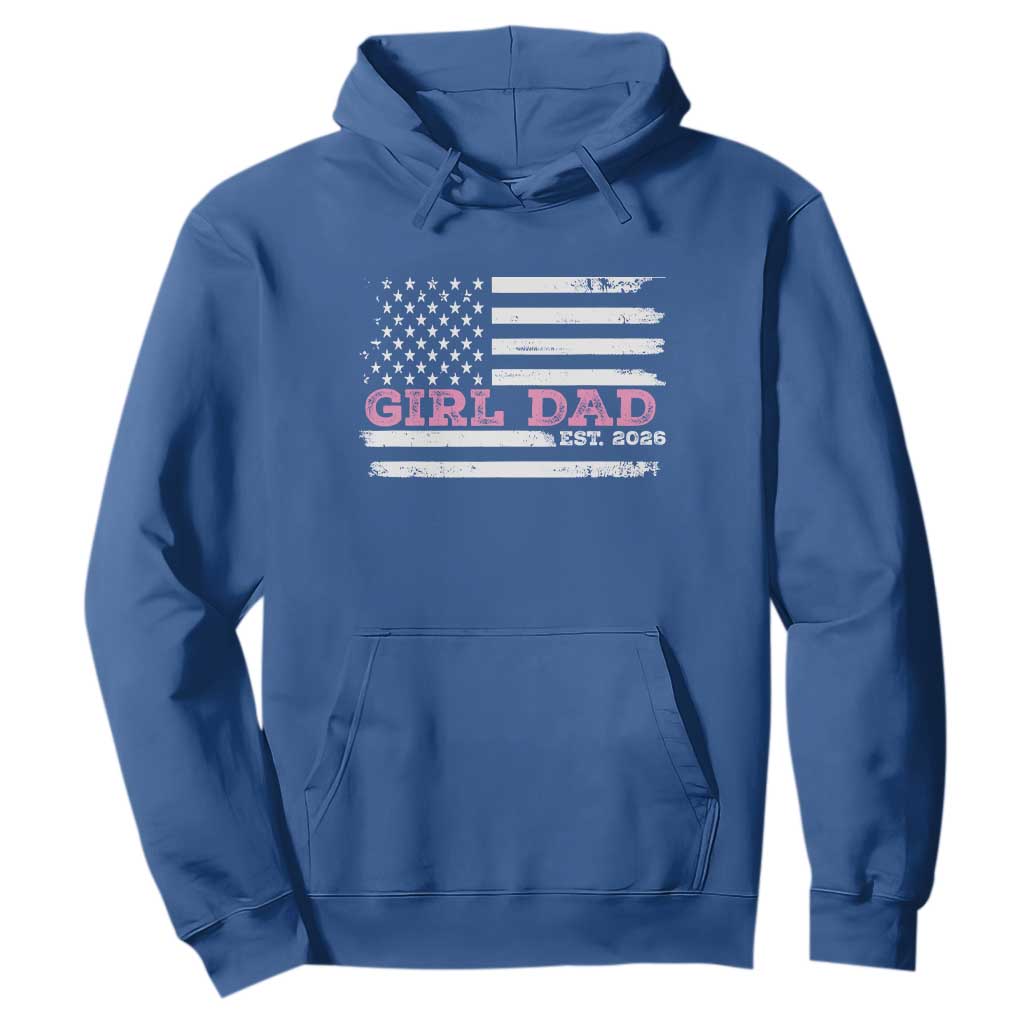 Personalised Dad Of Girl Hoodie Custom Year Daddy Fathers Day USA Flag TS10 Royal Blue Print Your Wear