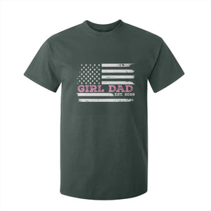 Personalised Dad Of Girl T Shirt For Kid Custom Year Daddy Fathers Day USA Flag TS10 Dark Forest Green Print Your Wear
