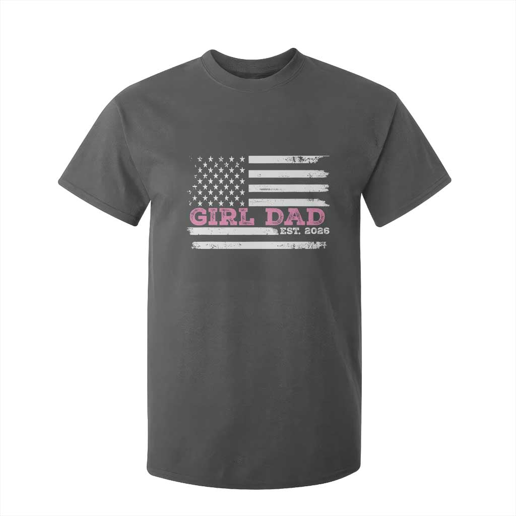 Personalised Dad Of Girl T Shirt For Kid Custom Year Daddy Fathers Day USA Flag TS10 Dark Heather Print Your Wear
