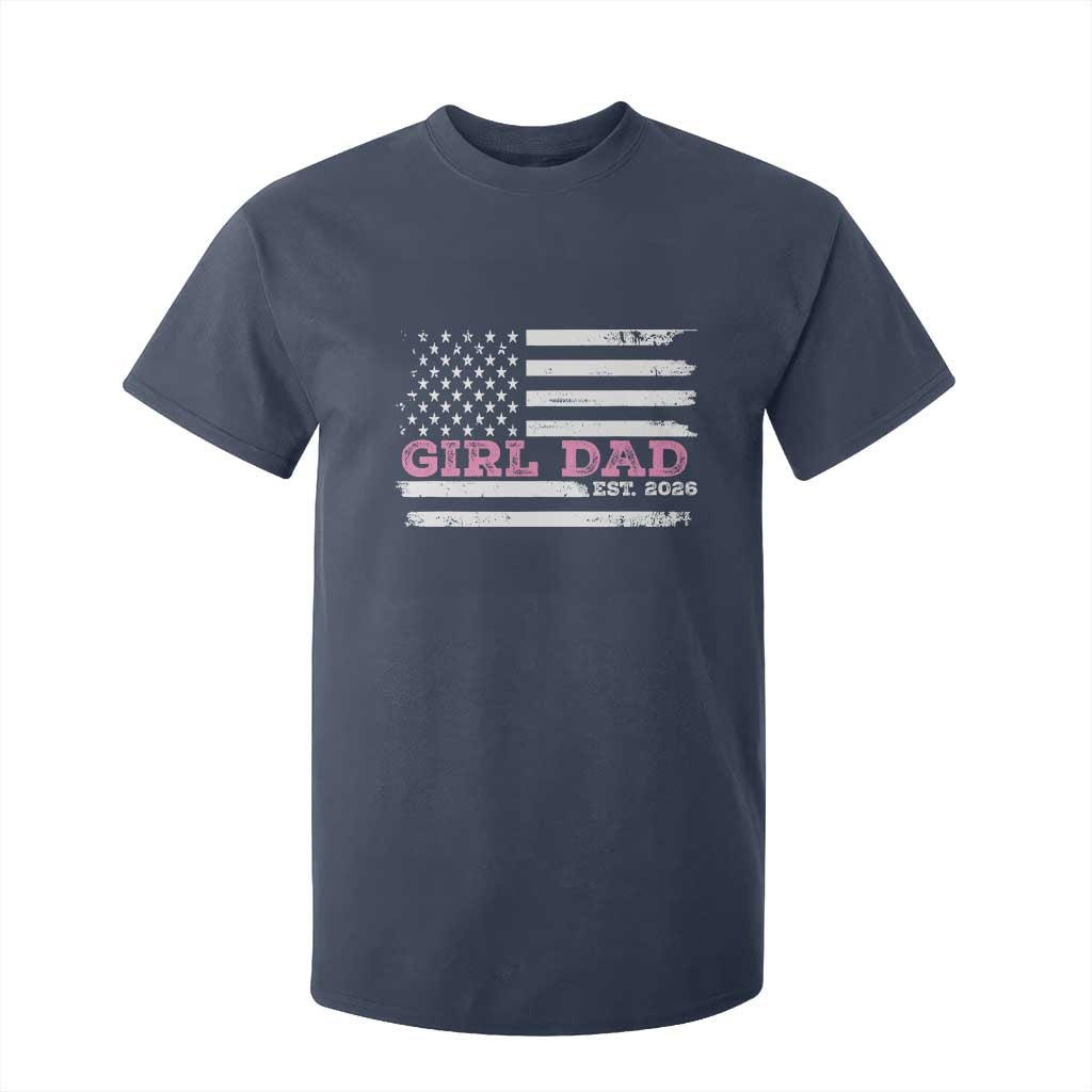 Personalised Dad Of Girl T Shirt For Kid Custom Year Daddy Fathers Day USA Flag TS10 Navy Print Your Wear