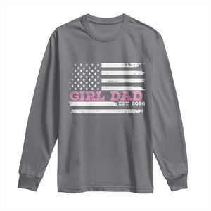 Personalised Dad Of Girl Long Sleeve Shirt Custom Year Daddy Fathers Day USA Flag TS10 Charcoal Print Your Wear